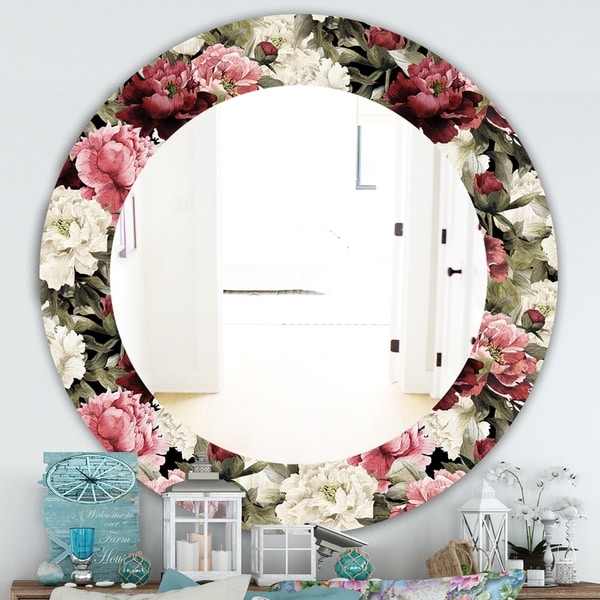 Designart 'Obsidian Bloom 13' Traditional Mirror - Oval or Round Wall Mirror