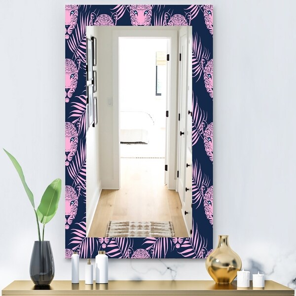 Designart 'Leopard 2' Bohemian and Eclectic Mirror - Vanity Mirror - Pink