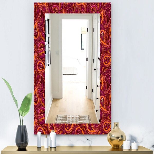 Designart 'Paisley 12' Bohemian and Eclectic Mirror - Wall Mirror - Red