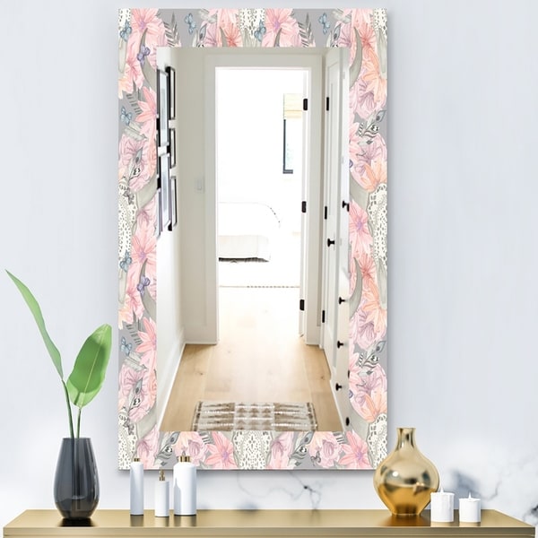 Shop Designart 'Pink Blossom 25' Bohemian and Eclectic Mirror - Modern ...