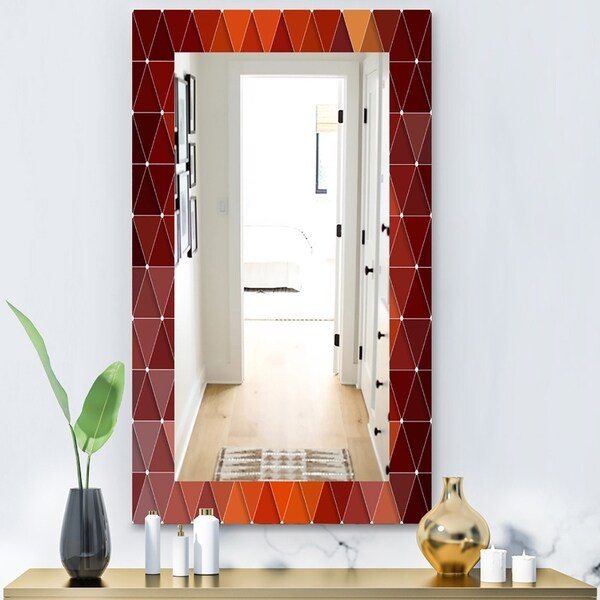Designart 'Triangular Colourfields 17' Modern Mirror - Wall Mirror - Red