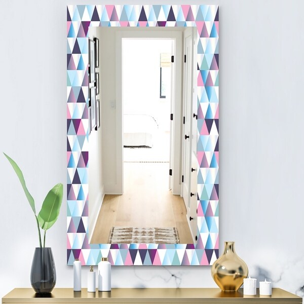 Designart 'Triangular Colourfields 13' Modern Mirror - Wall Mirror - Blue