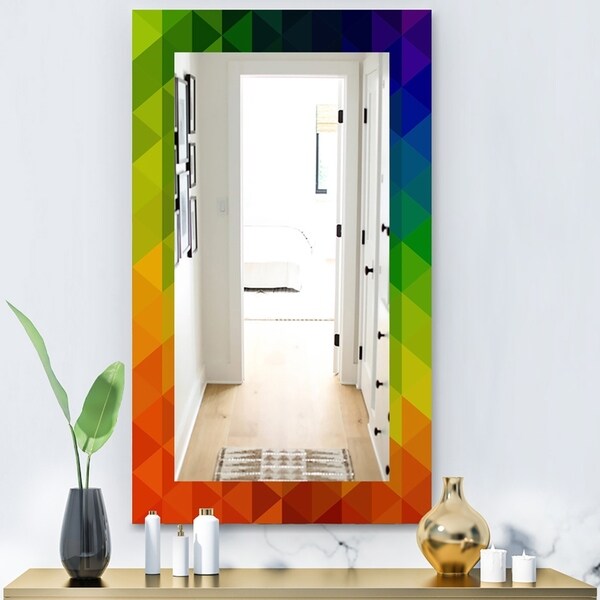 Designart 'Triangular Colourfields 20' Modern Mirror - Wall Mirror - Orange