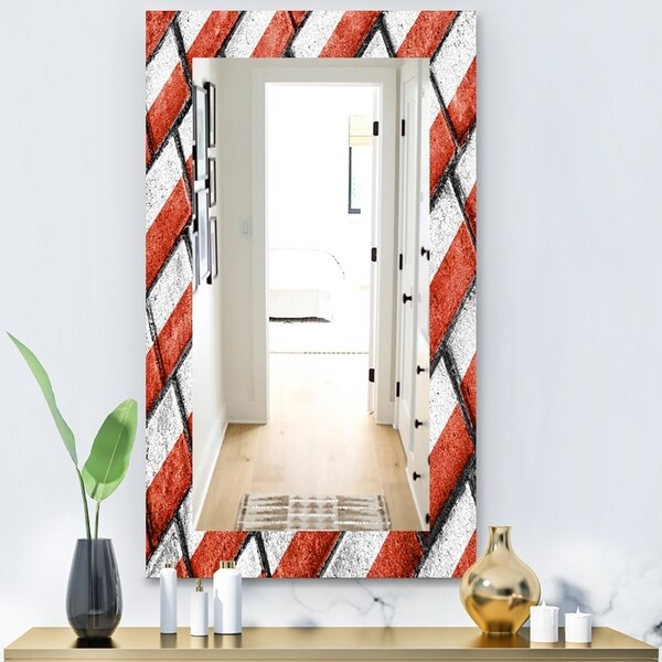 Designart 'Streetwalk' Modern Mirror - Wall Mirror - Red
