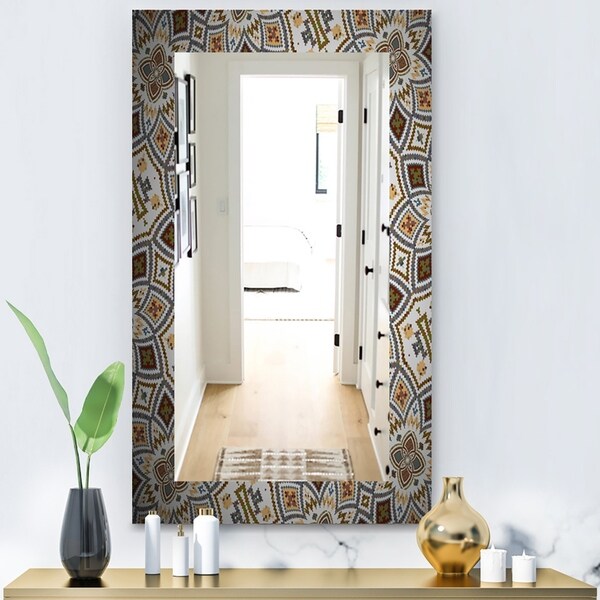 Designart 'Arabic Mosaic' Modern Mirror - Wall Mirror - White