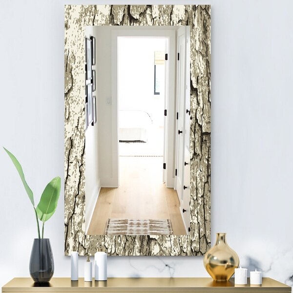Designart 'Vintage Tree Bark' Bohemian and Eclectic Mirror - Vanity Mirror - Grey/Silver