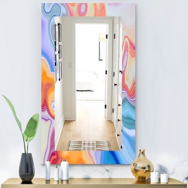 Designart 'Marbled Geode 6' Modern Mirror - Wall Mirror - Blue