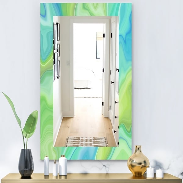 Designart 'Marbled Geode 7' Modern Mirror - Wall Mirror - Green