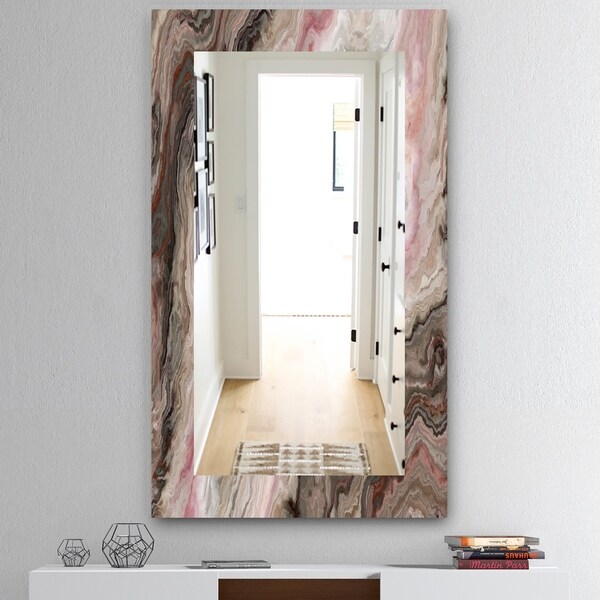 Designart 'Marbled Geode 17' Mid-Century Mirror - Wall Mirror - Grey/Silver