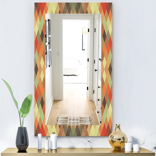 Designart 'Triangular Colourfields 30' Modern Mirror - Wall Mirror - Red