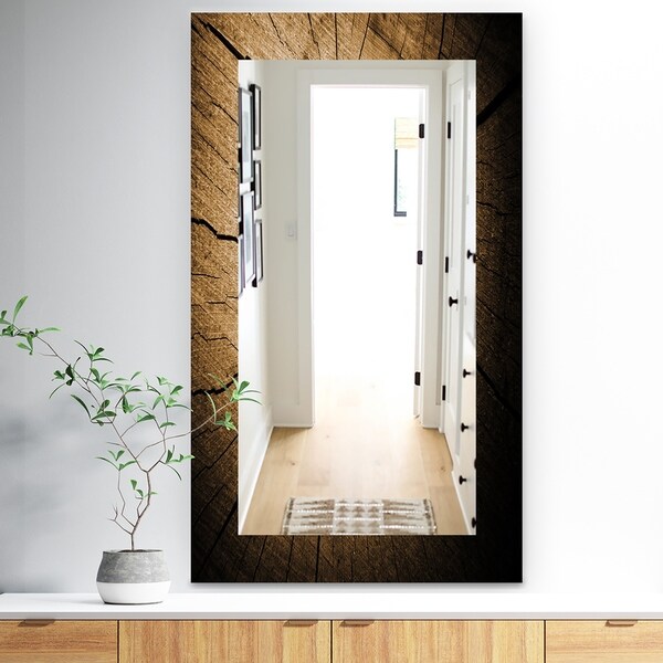 Designart 'Wood Curve' Traditional Mirror - Vanity Mirror - Brown