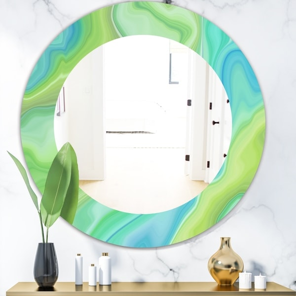 Designart 'Marbled Geode 7' Modern Mirror - Oval or Round Wall Mirror