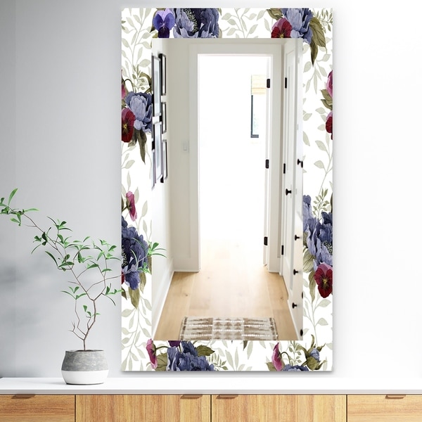 Designart 'Red Peonies and Pansies Flowers' Traditional Mirror - Wall Mirror - Red