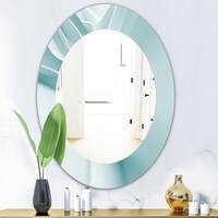 Designart Light Blue Waves 2 Modern Mirror Oval Or Round Wall Mirror Overstock 28558819