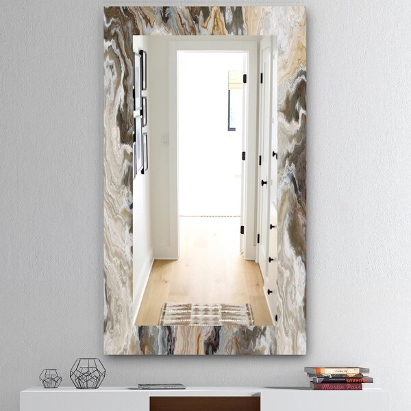Designart 'Onyx Detail Composition' Mid-Century Mirror - Wall Mirror - Gold