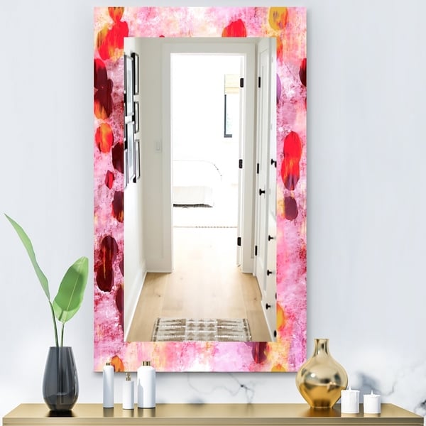 Designart 'Pink Spheres 8' Modern Mirror - Vanity Mirror - Purple