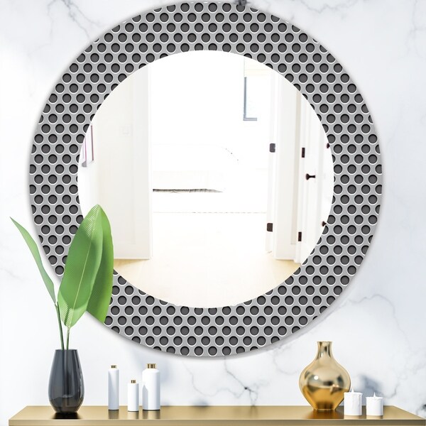 Designart 'Scandinavian 21' Modern Mirror - Oval or Round Wall Mirror - Grey/Silver