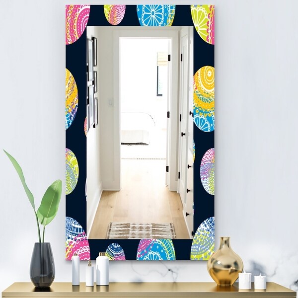 Designart 'Lace Patterned Circles' Modern Mirror - Vanity Mirror - Blue