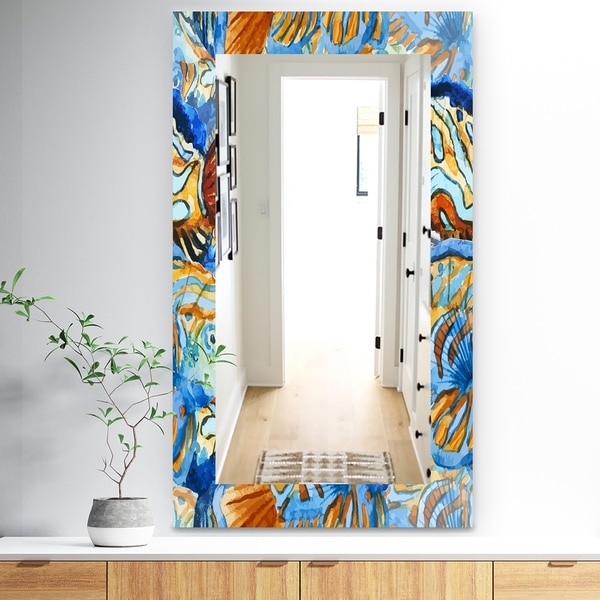 Designart 'Orange and Blue Fishes' Traditional Mirror - Wall Mirror