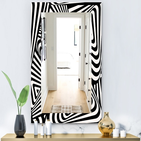Designart 'Black & White 5' Modern Mirror - Contemporary Wall Mirror - Black