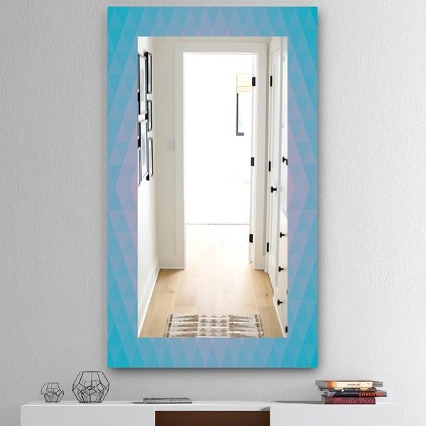 Designart 'Pastel Dreams 7' Mid-Century Mirror - Vanity Mirror - Blue
