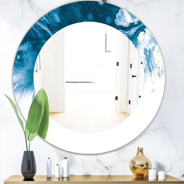 Shop Designart 'Marbled Geode 16' Mid-Century Mirror - Oval or Round ...