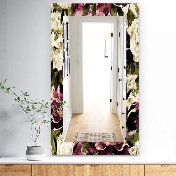 Designart 'Obsidian Bloom 19' Traditional Mirror - Wall Mirror - Pink