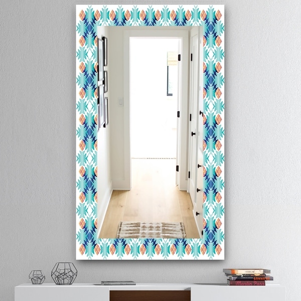 Designart 'Shades Of Blue' Mid-Century Mirror - Wall Mirror - Blue