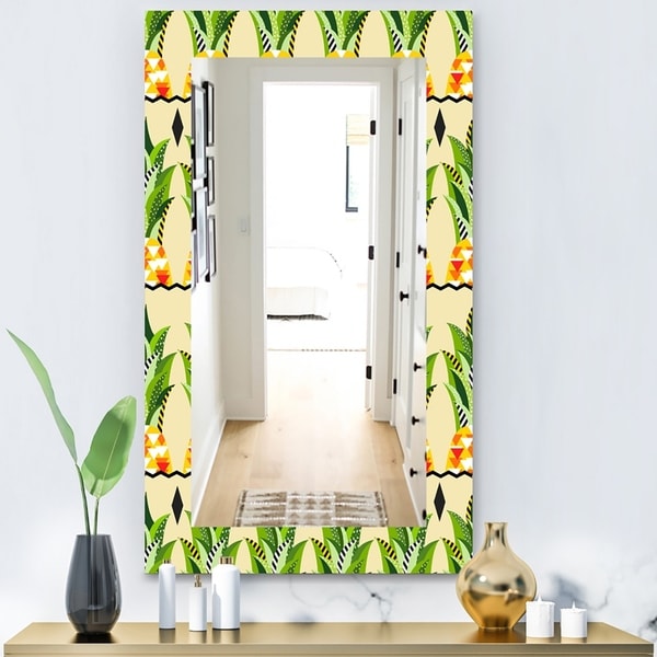Designart 'Tropical Mood Foliage 23' Bohemian and Eclectic Mirror - Wall Mirror - Green