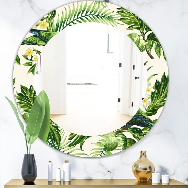 Shop Designart 'Tropical Leaves Green' Bohemian and Eclectic Mirror ...