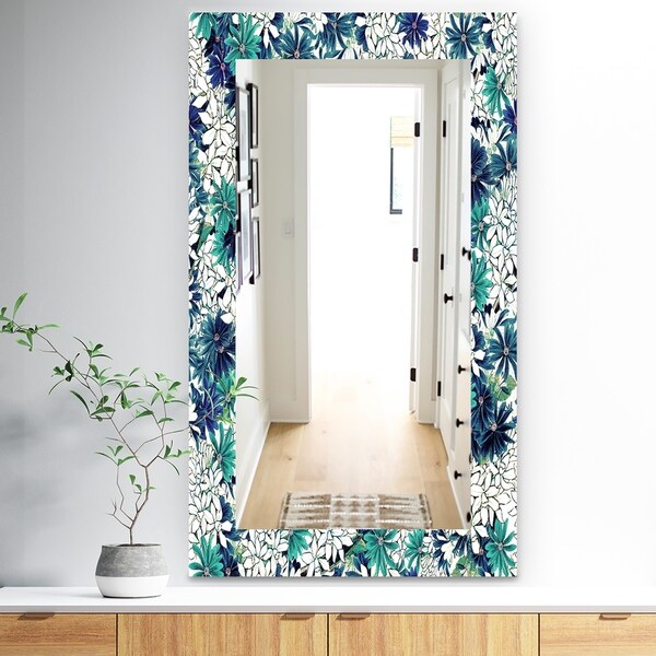 Shop Designart 'Turquoise Of Flowers' Traditional Mirror - Wall Mirror ...
