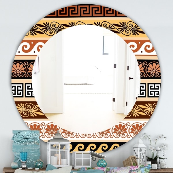 Designart 'Ancient Patterns' Traditional Mirror - Oval or Round Wall Mirror
