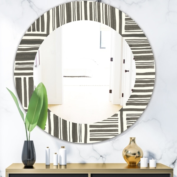 Designart 'Minimalist Graphics I' Mid-Century Mirror - Oval or Round Wall Mirror - Black