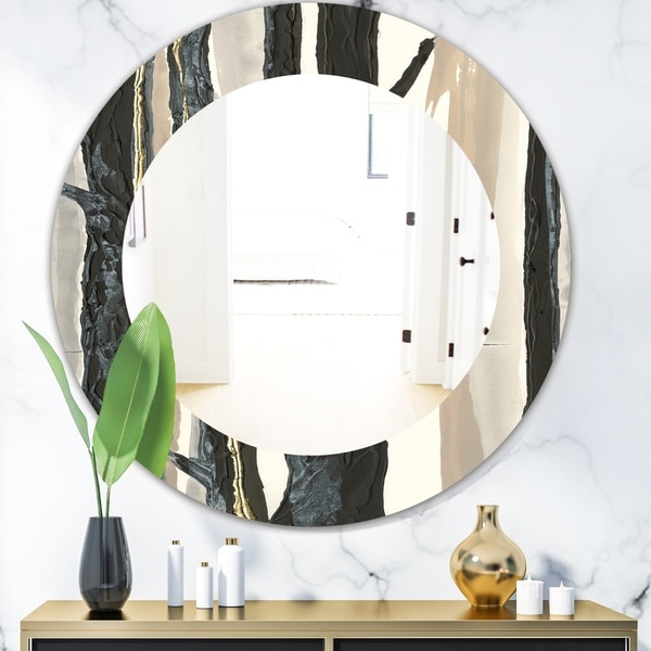 Designart 'Forest Silhouette II' Modern Mirror - Oval or Round Wall Mirror - Black