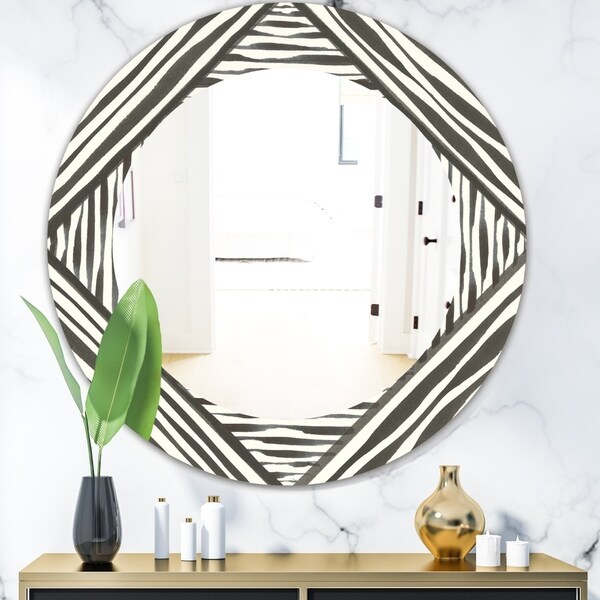 Designart 'Minimalist Graphics III' Mid-Century Mirror - Oval or Round Wall Mirror