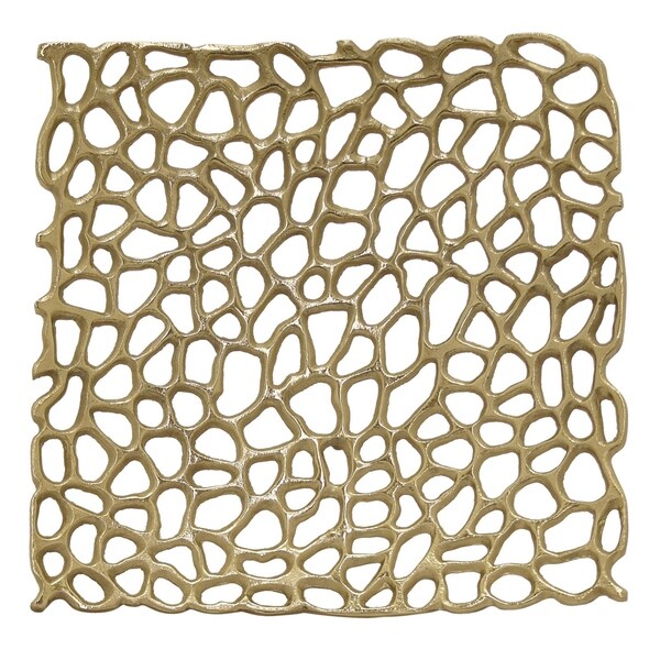 2.75 " Metal Platter Pierced - Gold - 15 x 15 x 2.75