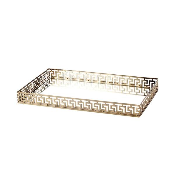 Ega Gold Metal Mirror Tray Large Rectangle Greek Key Ega Gold Metal Mirror Tray Large Rectangle Greek Key