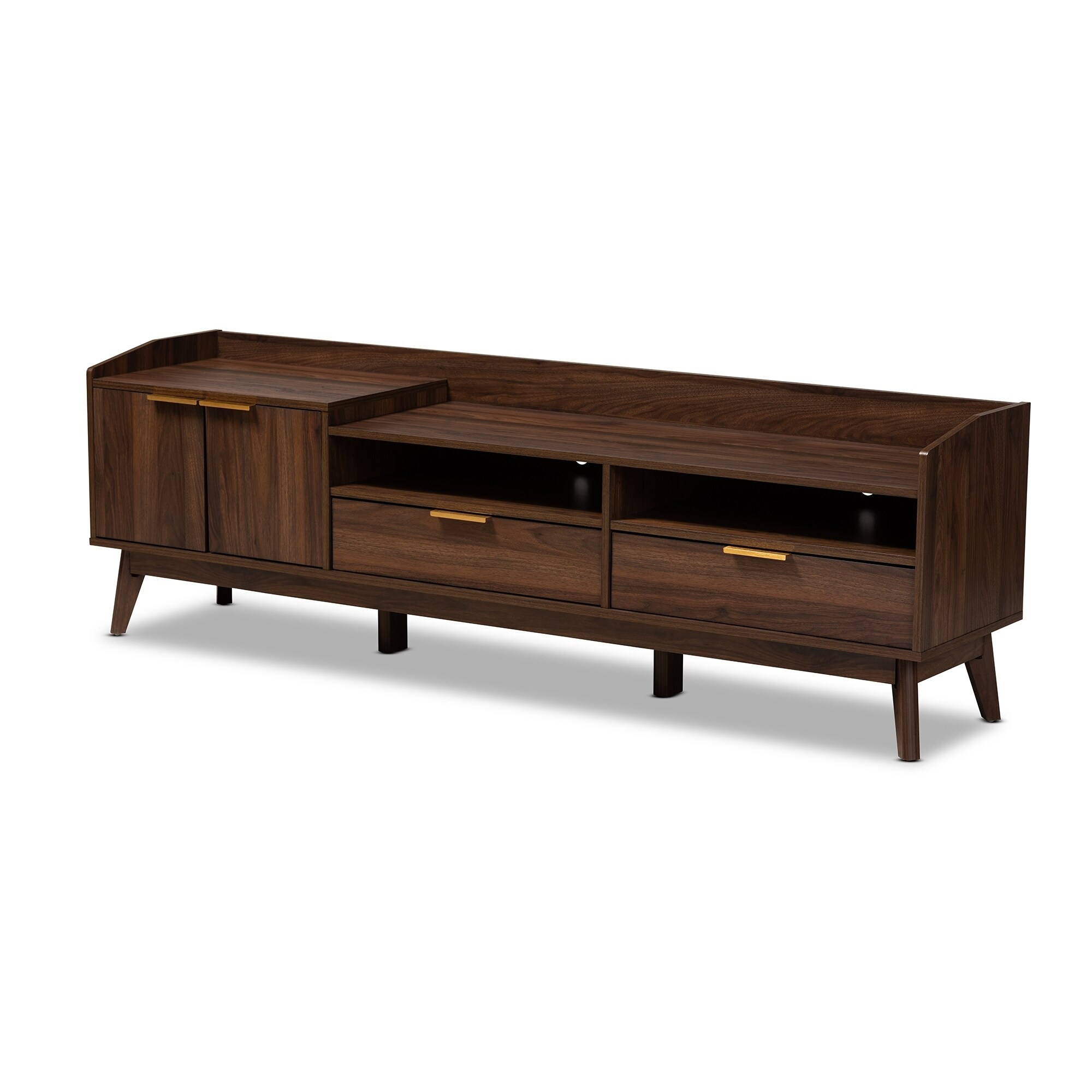 Unit TV Stand with 2 Drawers in Walnut and Black FOL101285
