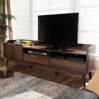 Unit TV Stand with 2 Drawers in Walnut and Black FOL101285