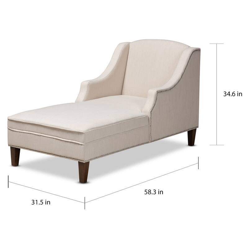 Baxton Studio Leonie Fabric Upholstered Wenge Brown Finished Wood Chaise Lounge