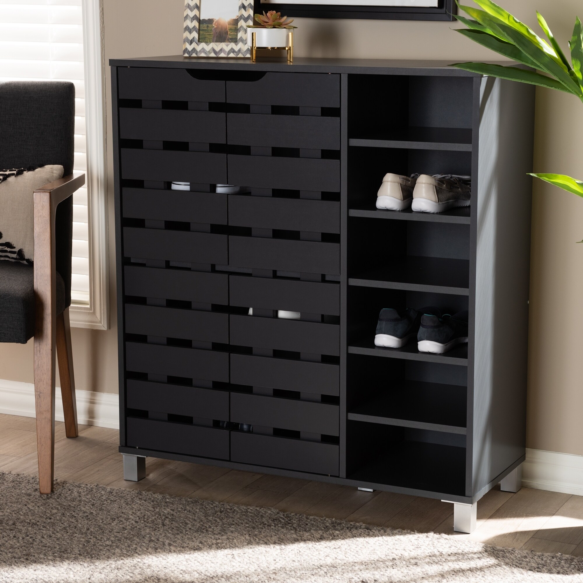 Shop Modern And Contemporary Shoe Storage Cabinet With Open