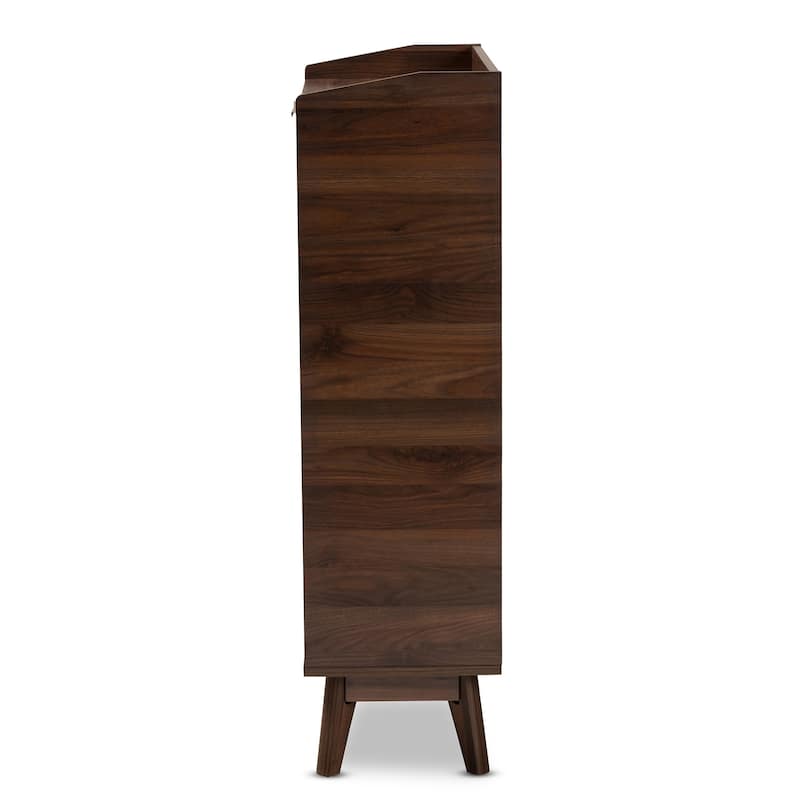 Mid-Century Modern 5-Shelf Wood Shoe Cabinet