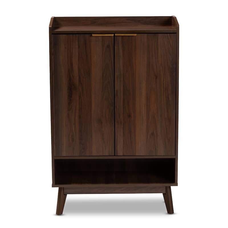 Mid-Century Modern 5-Shelf Wood Shoe Cabinet