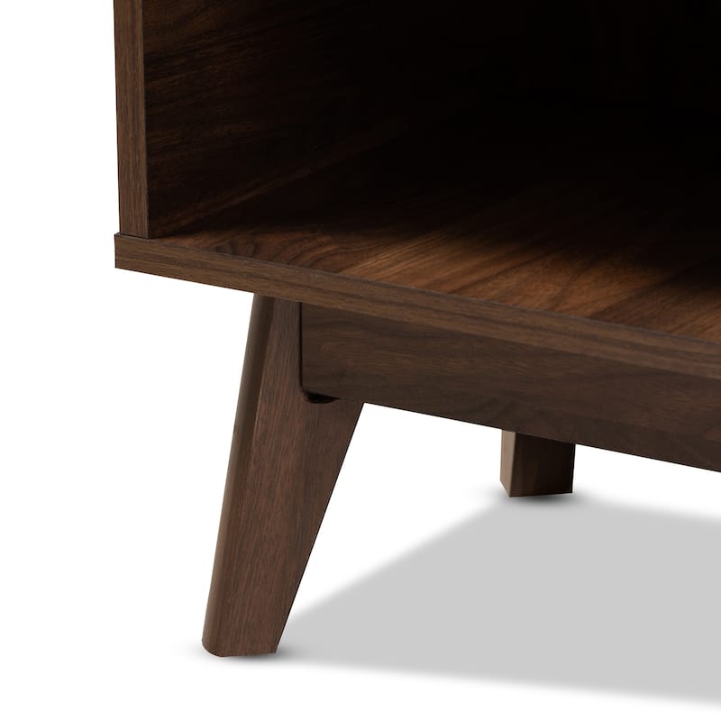 Mid-Century Modern 5-Shelf Wood Shoe Cabinet