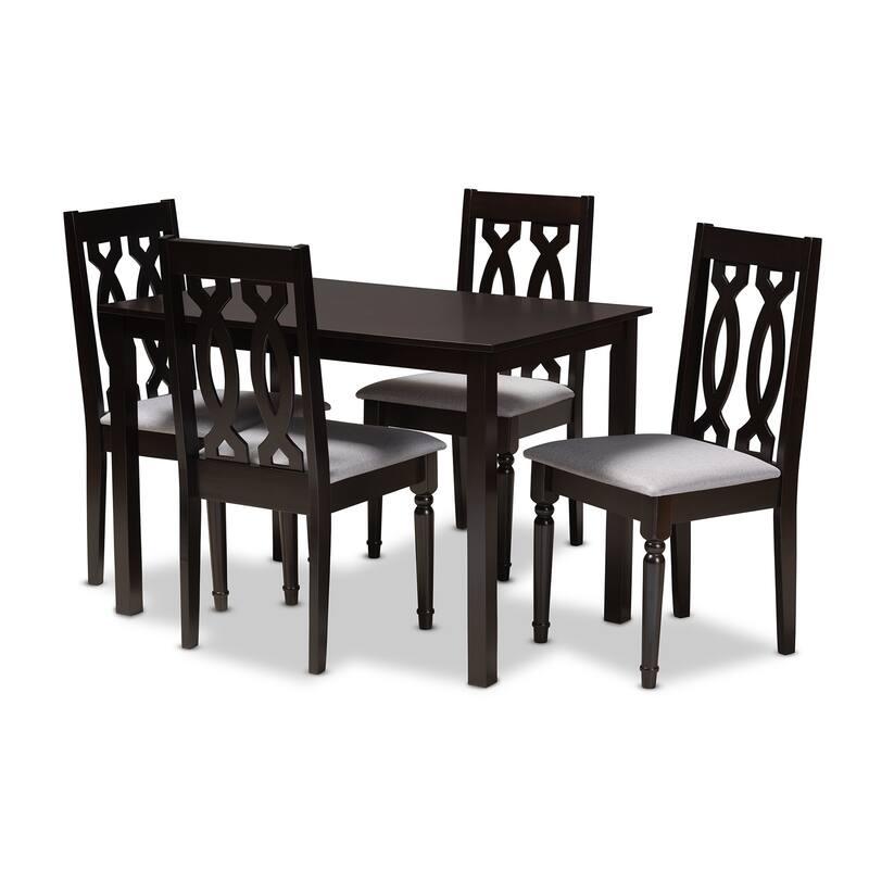 Modern and Contemporary Upholstered 5-Piece Dining Set - Grey and Espresso