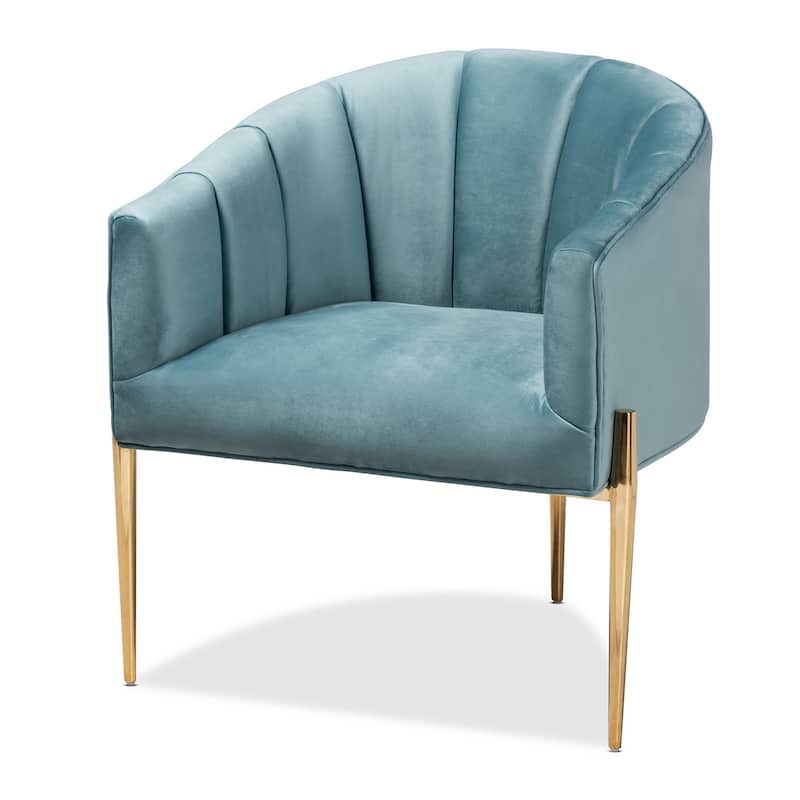 Glamorous Fabric Accent Chair - Light Blue