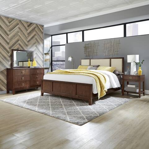 Bungalow King Bed; Night Stand; & Dresser with Mirror