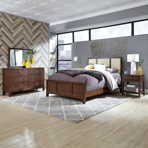 Bungalow Queen Bed; Night Stand; & Dresser with Mirror