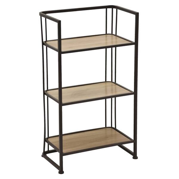 Shop 20x35 5 Black Metal Bookshelf With Wood Shelves 20 X 12 X