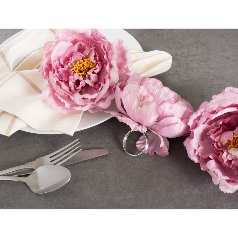 DII Peony Flower Napkin Ring (Set of 4)